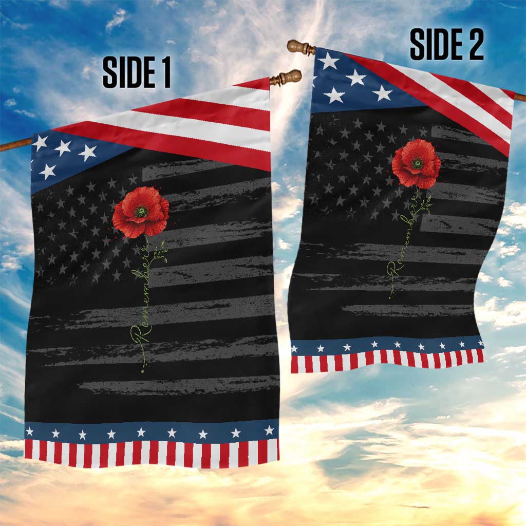 Remember Memorial day Red Poppy Veteran Military Army Patriotic Garden Flag