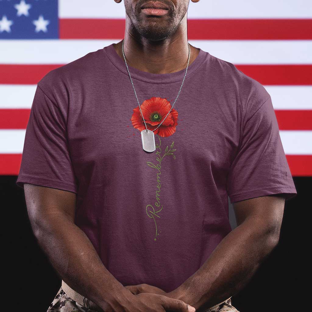 Remember Memorial day Red Poppy Veteran Military Army T Shirt