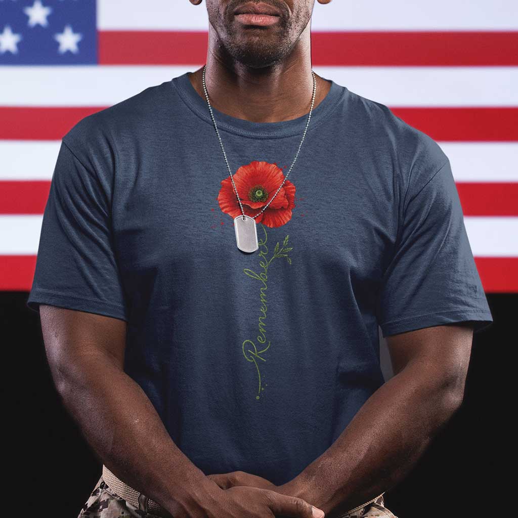 Remember Memorial day Red Poppy Veteran Military Army T Shirt