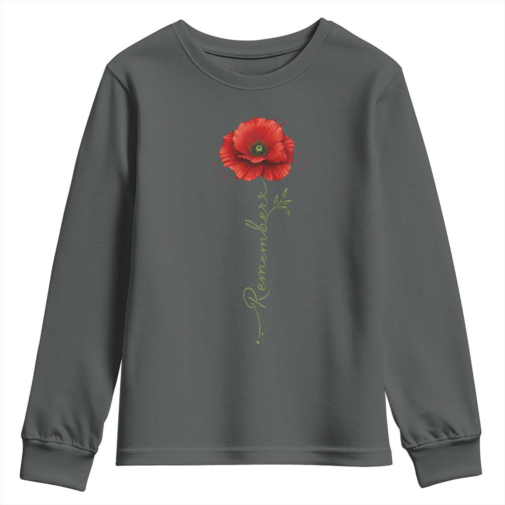 Remember Memorial day Red Poppy Veteran Military Army Youth Sweatshirt