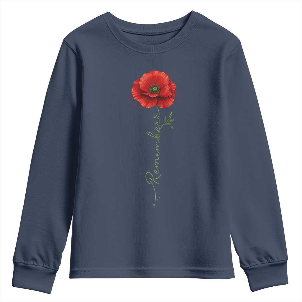 Remember Memorial day Red Poppy Veteran Military Army Youth Sweatshirt
