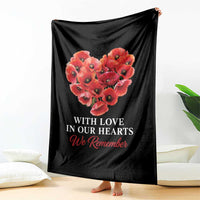 Memorial Day Throw Blanket With Love In Our Hearts We Remember Red Poppy Flower
