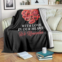 Memorial Day Throw Blanket With Love In Our Hearts We Remember Red Poppy Flower
