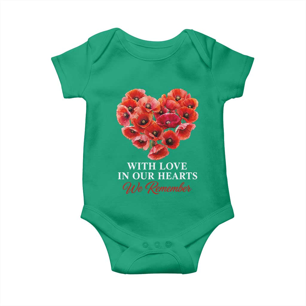 Memorial Day Baby Onesie With Love In Our Hearts We Remember Red Poppy Flower