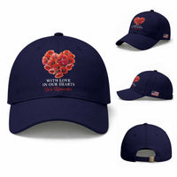 Memorial Day Baseball Cap With Love In Our Hearts We Remember Red Poppy Flower