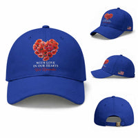 Memorial Day Baseball Cap With Love In Our Hearts We Remember Red Poppy Flower