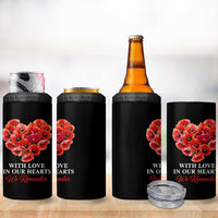 Memorial Day 4 in 1 Can Cooler Tumbler With Love In Our Hearts We Remember Red Poppy Flower