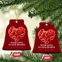 Memorial Day Ceramic Ornament With Love In Our Hearts We Remember Red Poppy Flower