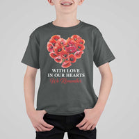 Memorial Day T Shirt For Kid With Love In Our Hearts We Remember Red Poppy Flower