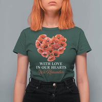 Memorial Day T Shirt For Women With Love In Our Hearts We Remember Red Poppy Flower