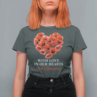 Memorial Day T Shirt For Women With Love In Our Hearts We Remember Red Poppy Flower