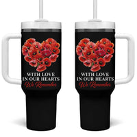 Memorial Day Tumbler With Handle With Love In Our Hearts We Remember Red Poppy Flower