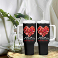 Memorial Day Tumbler With Handle With Love In Our Hearts We Remember Red Poppy Flower
