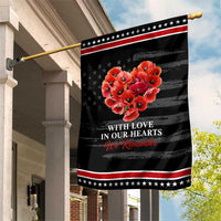 Memorial Day Patriotic Garden Flag With Love In Our Hearts We Remember Red Poppy Flower
