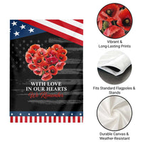 Memorial Day Patriotic Garden Flag With Love In Our Hearts We Remember Red Poppy Flower