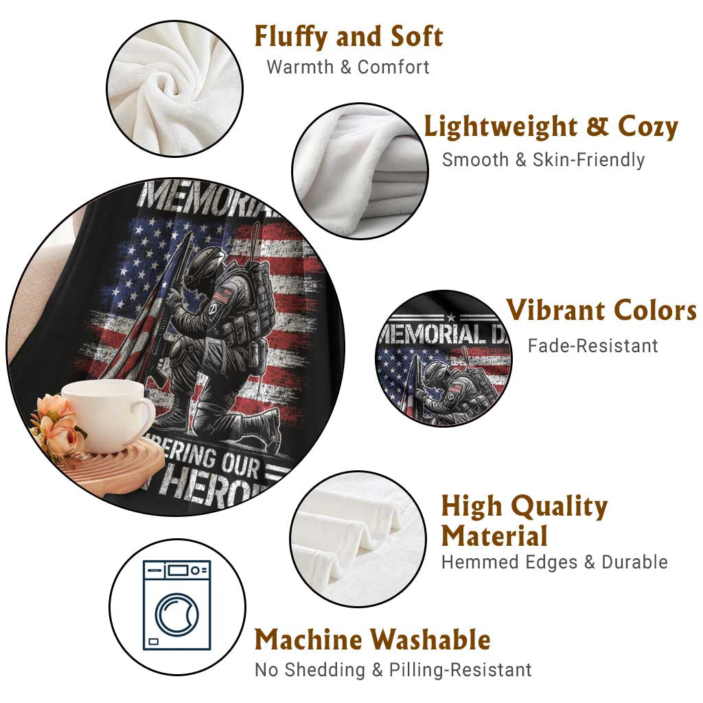 Memorial Day Throw Blanket Remembering Our Fallen Heroes Veteran Day American Flag