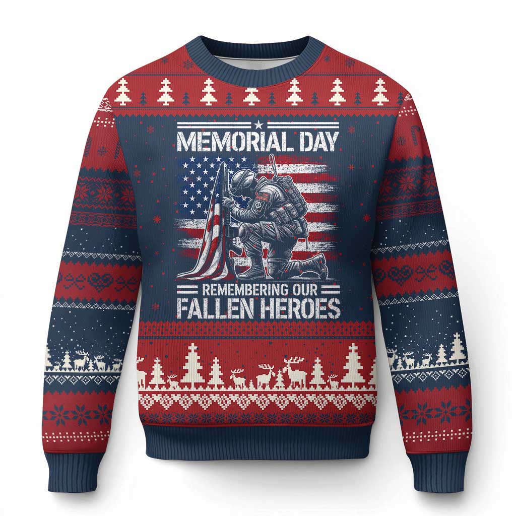 Memorial Day Ugly Christmas Sweater Remembering Our Fallen Heroes Veteran Day American Flag