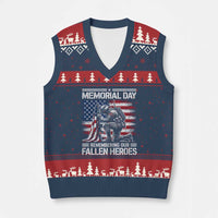 Memorial Day V-Neck Knit Sweater Vest Remembering Our Fallen Heroes Veteran Day American Flag