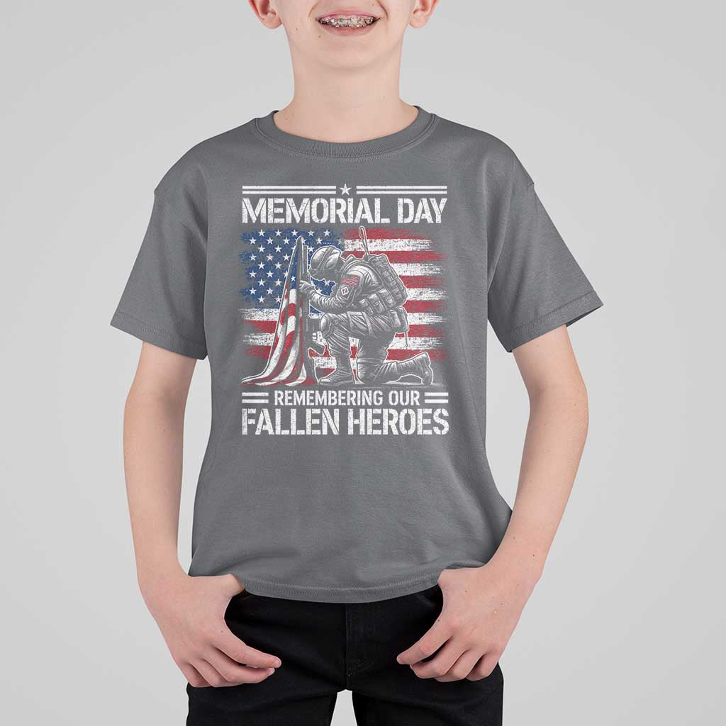Memorial Day T Shirt For Kid Remembering Our Fallen Heroes Veteran Day American Flag