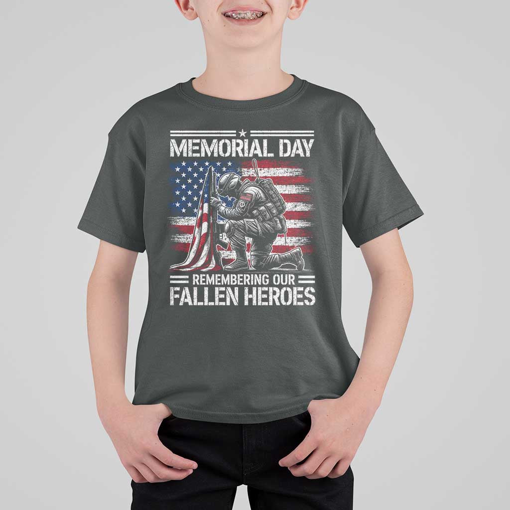 Memorial Day T Shirt For Kid Remembering Our Fallen Heroes Veteran Day American Flag