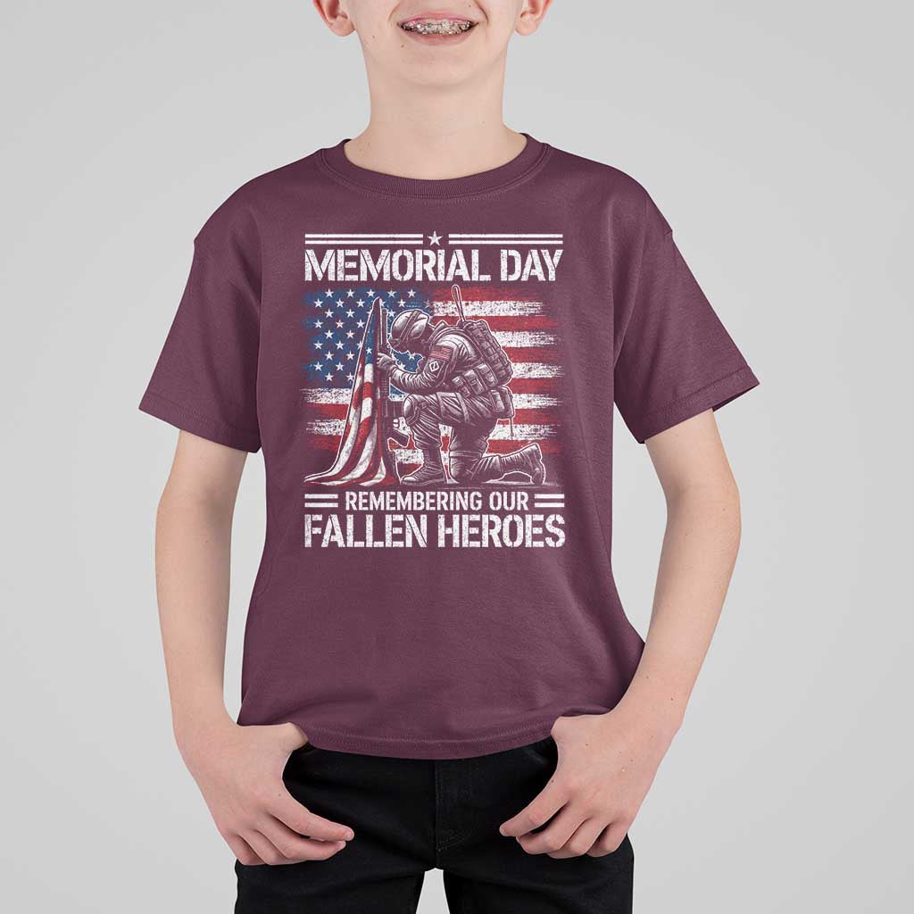 Memorial Day T Shirt For Kid Remembering Our Fallen Heroes Veteran Day American Flag