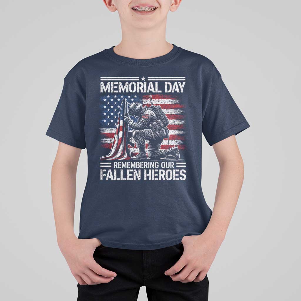 Memorial Day T Shirt For Kid Remembering Our Fallen Heroes Veteran Day American Flag