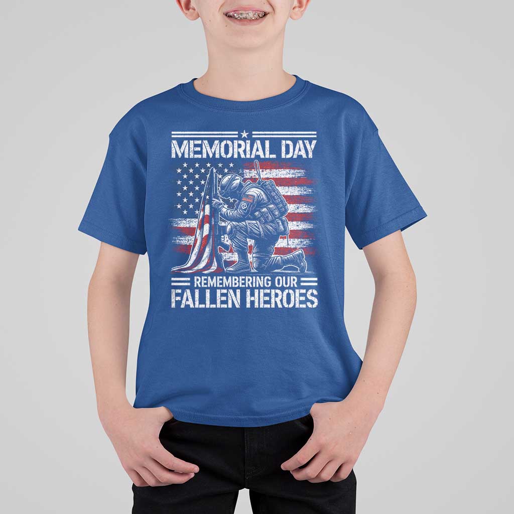 Memorial Day T Shirt For Kid Remembering Our Fallen Heroes Veteran Day American Flag