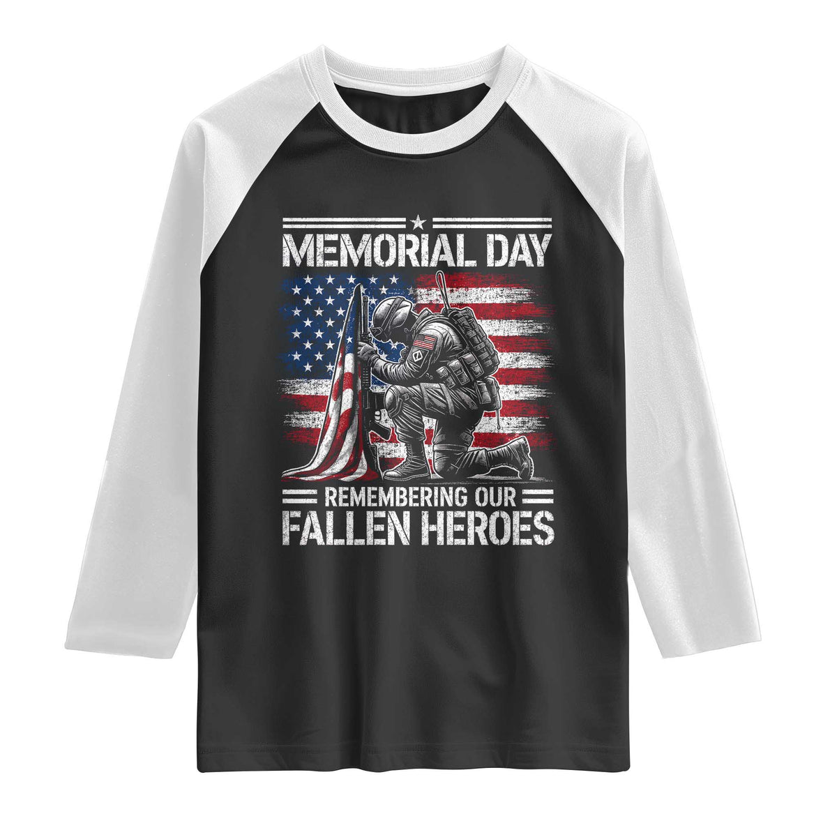 Memorial Day Raglan Shirt Remembering Our Fallen Heroes Veteran Day American Flag