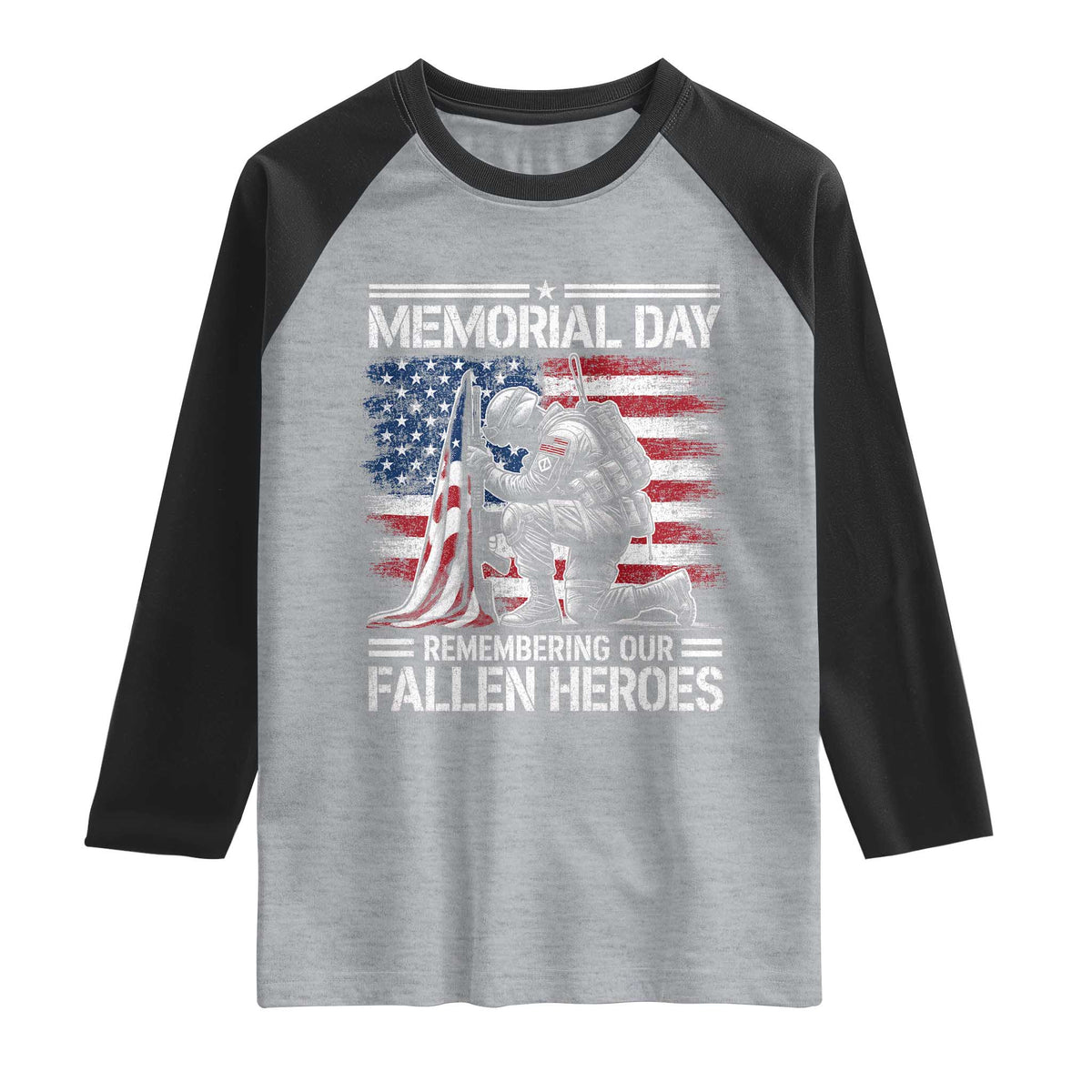 Memorial Day Raglan Shirt Remembering Our Fallen Heroes Veteran Day American Flag