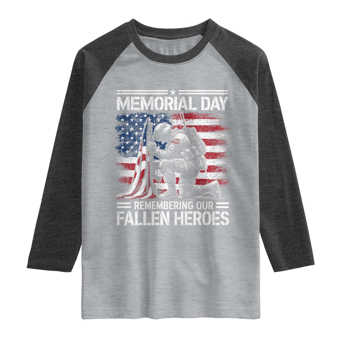 Memorial Day Raglan Shirt Remembering Our Fallen Heroes Veteran Day American Flag