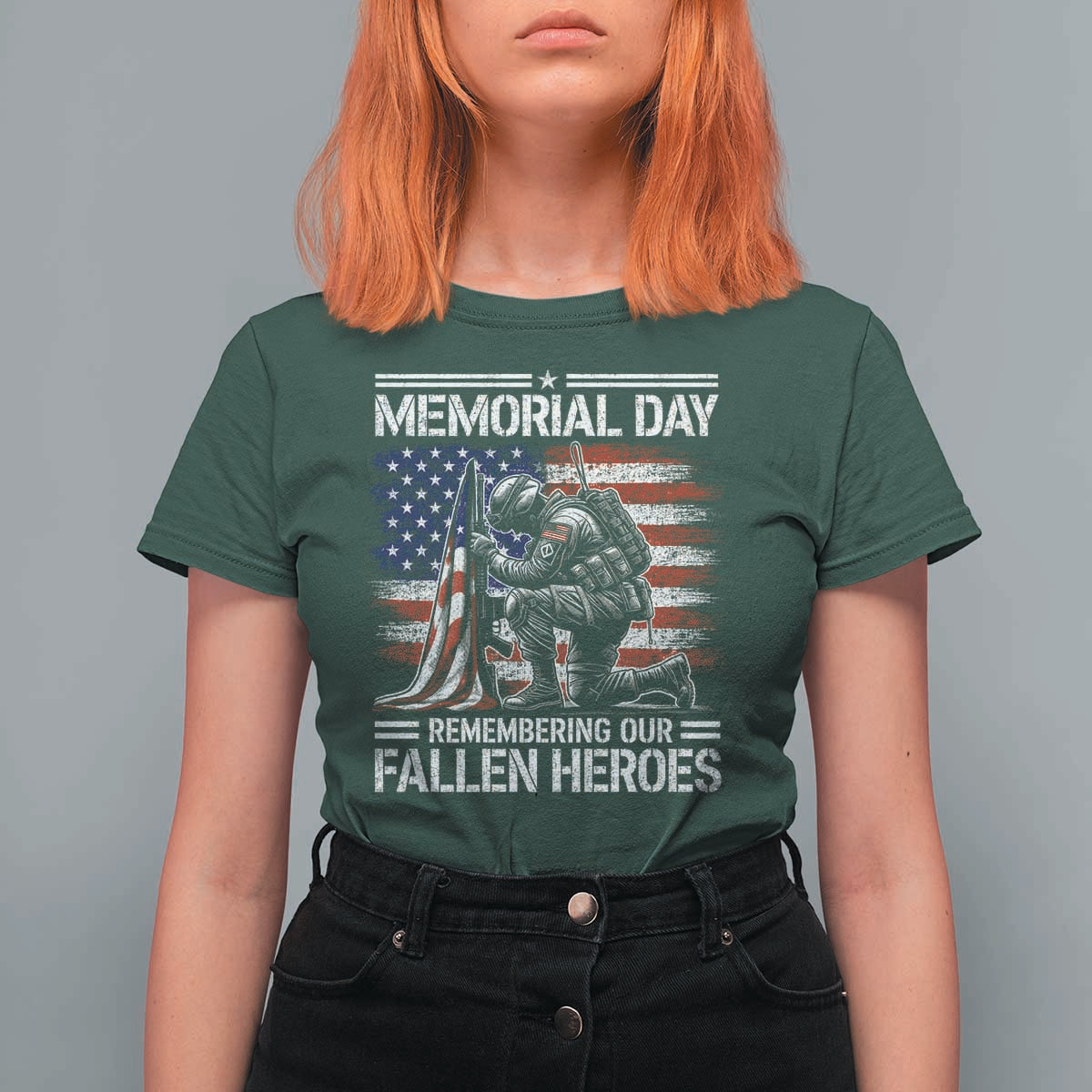 Memorial Day T Shirt For Women Remembering Our Fallen Heroes Veteran Day American Flag