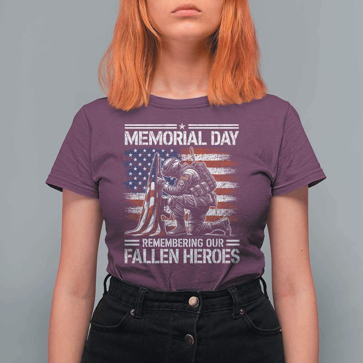 Memorial Day T Shirt For Women Remembering Our Fallen Heroes Veteran Day American Flag