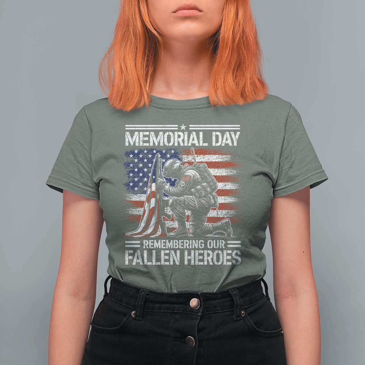 Memorial Day T Shirt For Women Remembering Our Fallen Heroes Veteran Day American Flag