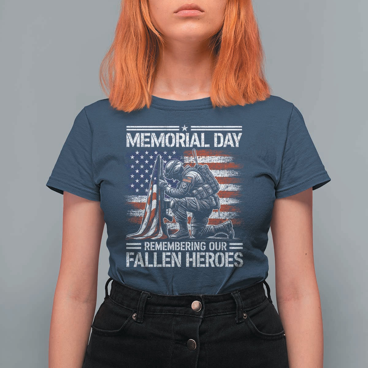 Memorial Day T Shirt For Women Remembering Our Fallen Heroes Veteran Day American Flag