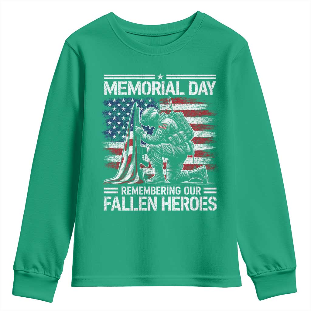 Memorial Day Youth Sweatshirt Remembering Our Fallen Heroes Veteran Day American Flag