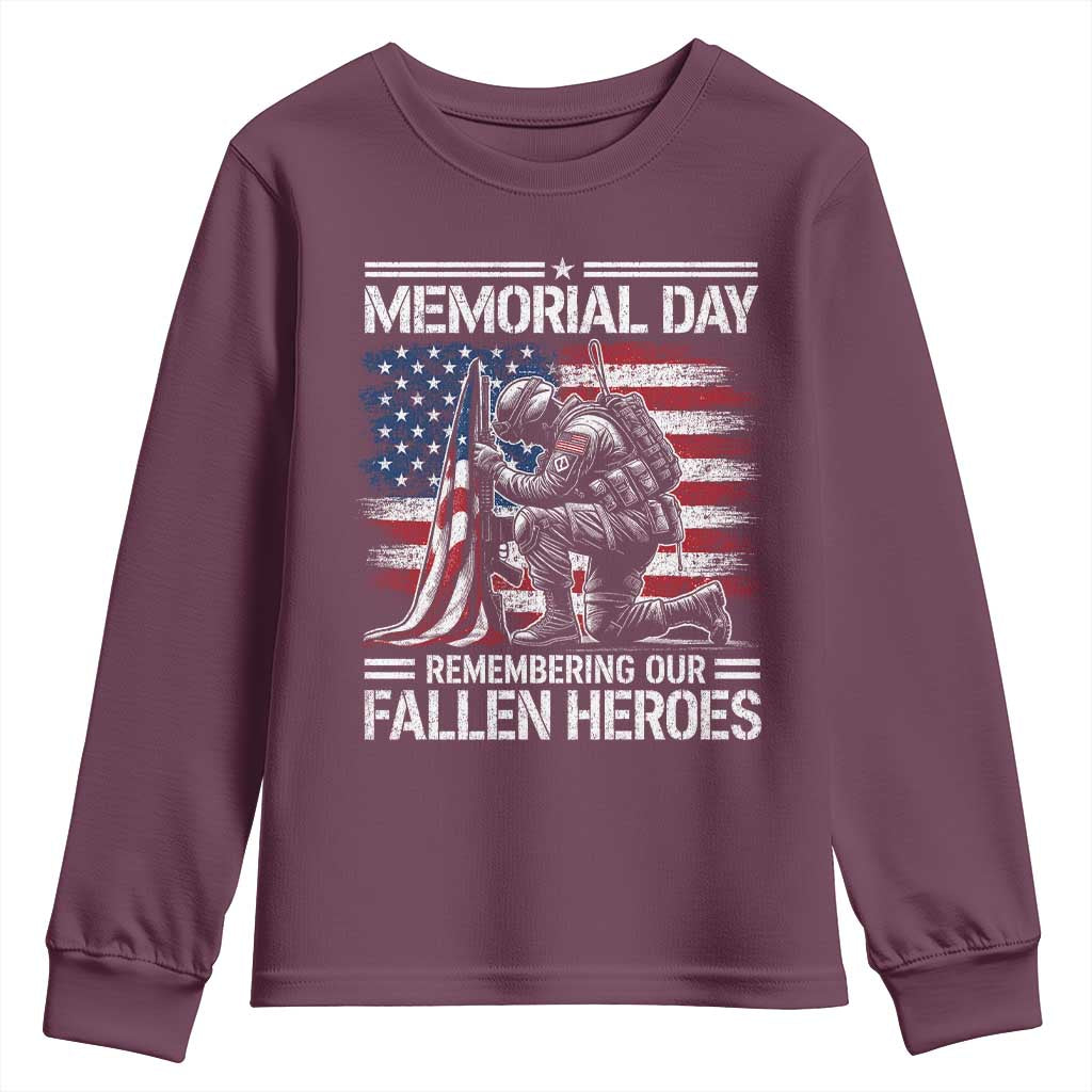 Memorial Day Youth Sweatshirt Remembering Our Fallen Heroes Veteran Day American Flag