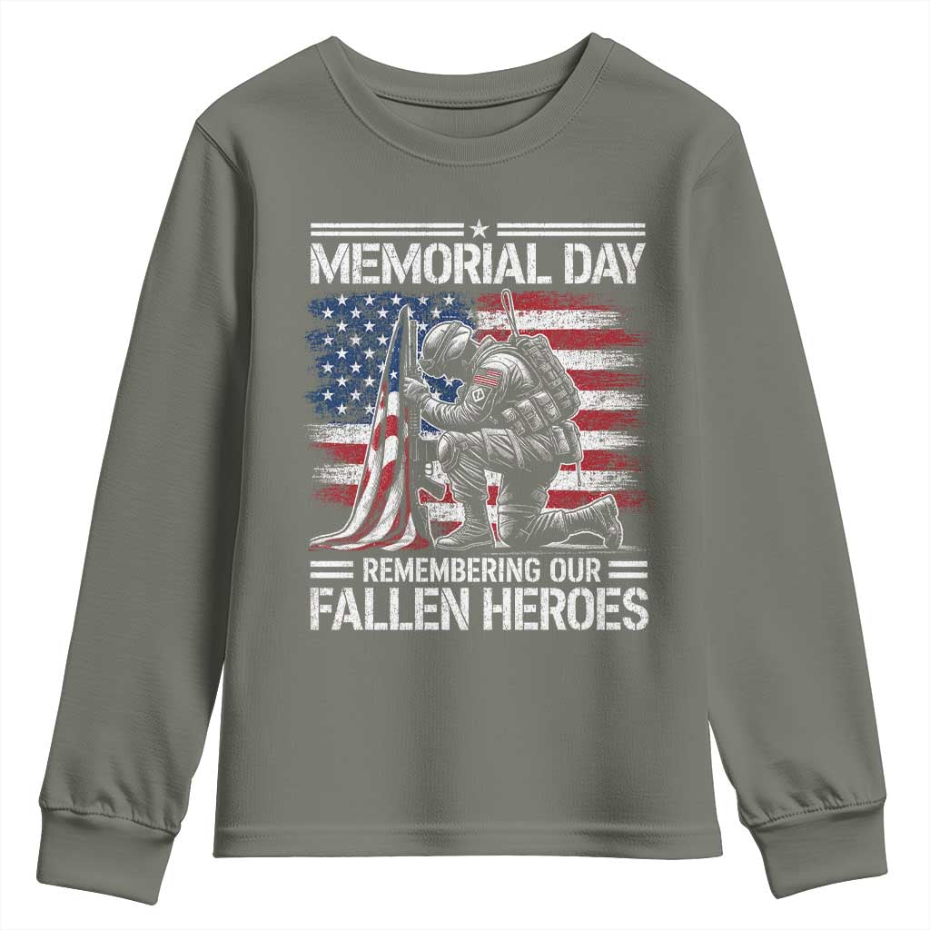 Memorial Day Youth Sweatshirt Remembering Our Fallen Heroes Veteran Day American Flag