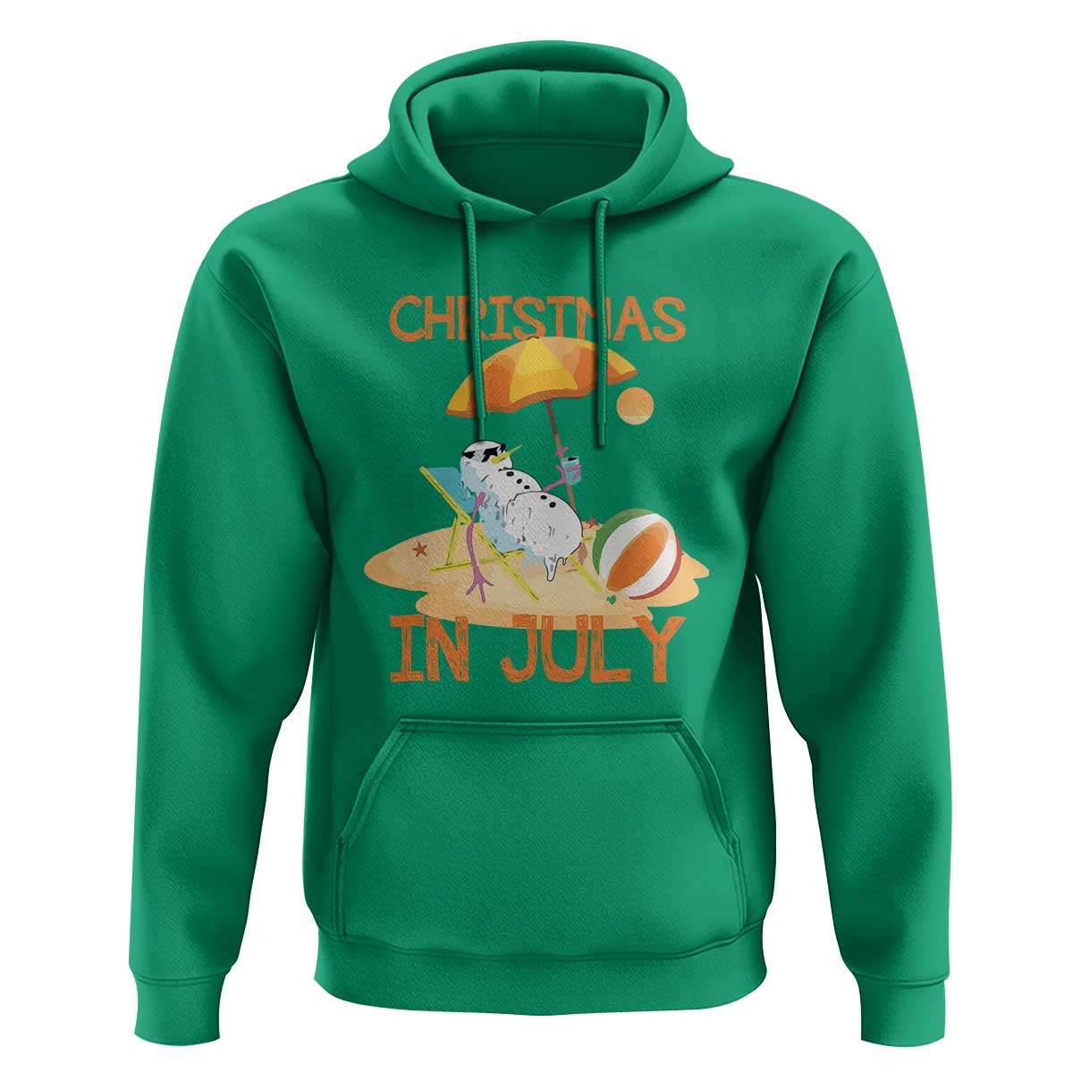 Funny Christmas In July Hoodie Snowman Summer Vacation Cocktails Beach - Wonder Print Shop