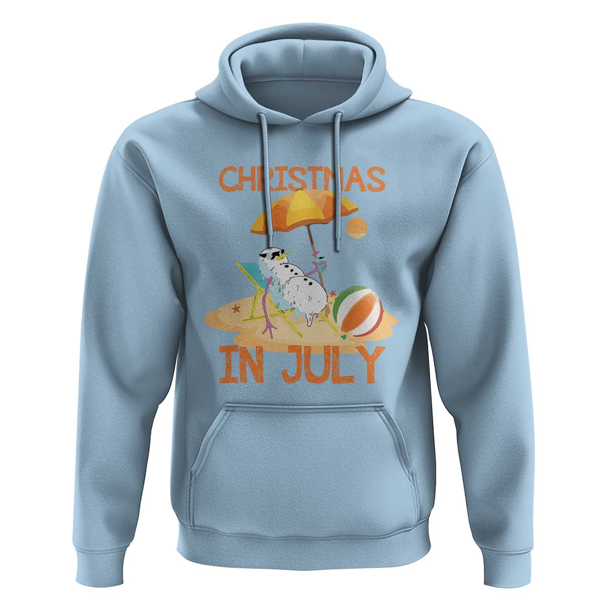 Funny Christmas In July Hoodie Snowman Summer Vacation Cocktails Beach - Wonder Print Shop