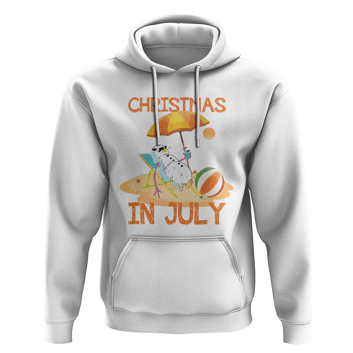 Funny Christmas In July Hoodie Snowman Summer Vacation Cocktails Beach - Wonder Print Shop