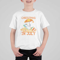 Funny Christmas In July T Shirt For Kid Snowman Summer Vacation Cocktails Beach - Wonder Print Shop