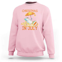Funny Christmas In July Sweatshirt Snowman Summer Vacation Cocktails Beach - Wonder Print Shop