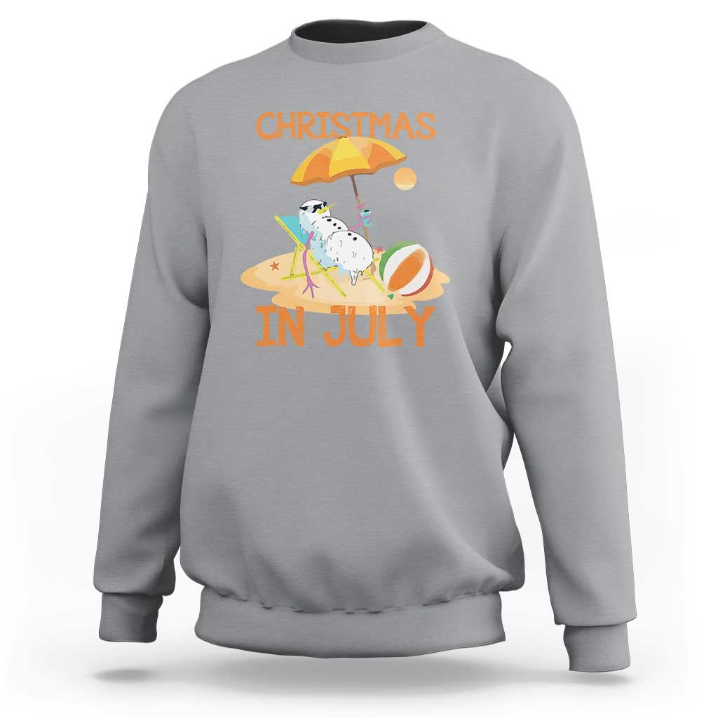 Funny Christmas In July Sweatshirt Snowman Summer Vacation Cocktails Beach - Wonder Print Shop