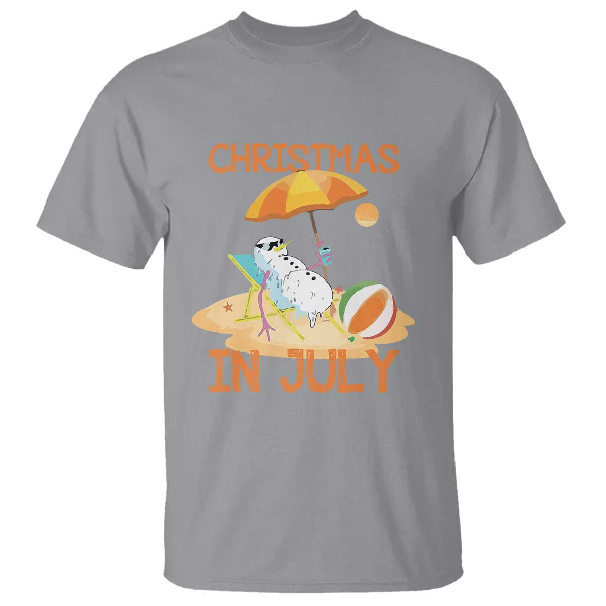 Funny Christmas In July T Shirt Snowman Summer Vacation Cocktails Beach - Wonder Print Shop