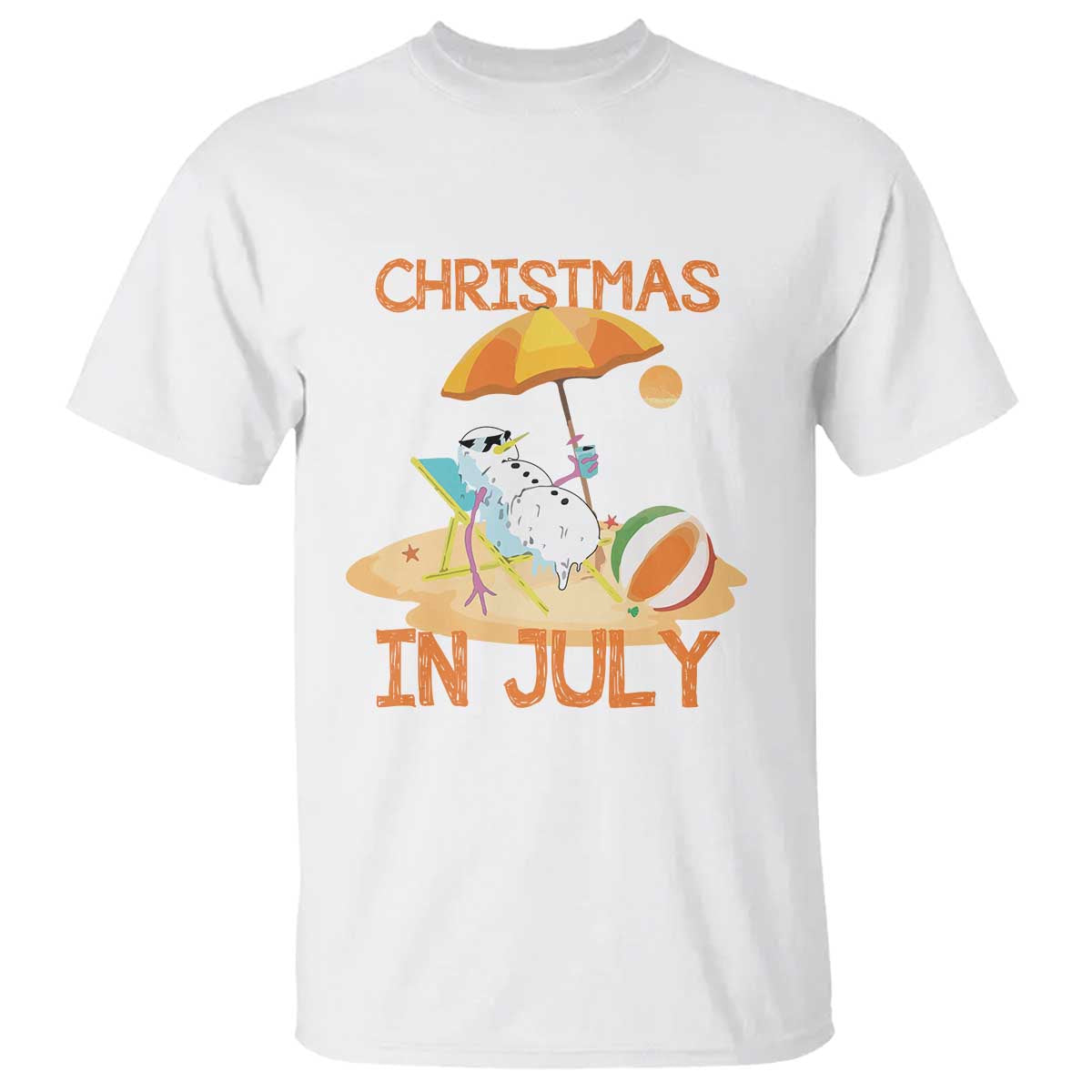 Funny Christmas In July T Shirt Snowman Summer Vacation Cocktails Beach - Wonder Print Shop