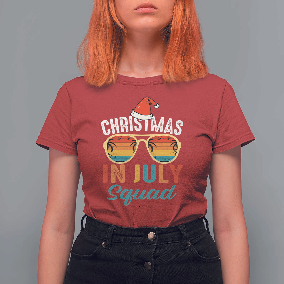 Funny Christmas In July Squad T Shirt For Women Summer Xmas Beach Sunglasses - Wonder Print Shop