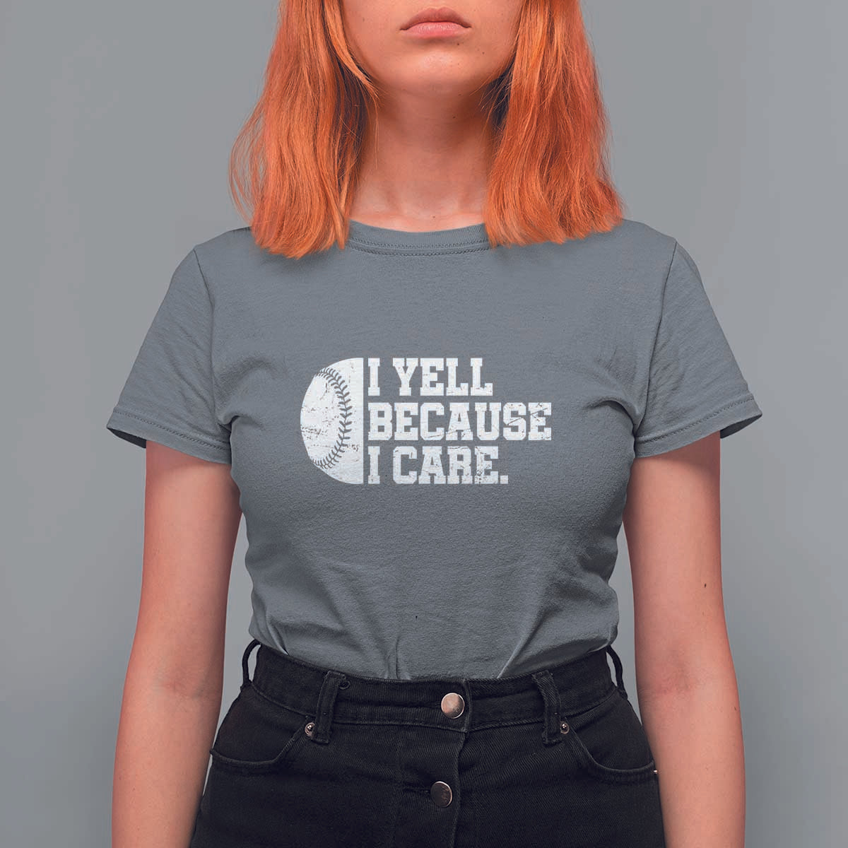 Funny Baseball T Shirt For Women I Yell Because I Care Coach - Wonder Print Shop