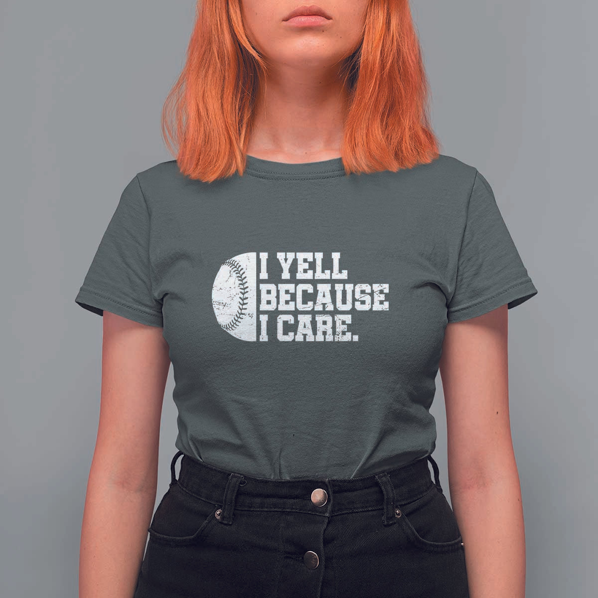 Funny Baseball T Shirt For Women I Yell Because I Care Coach - Wonder Print Shop