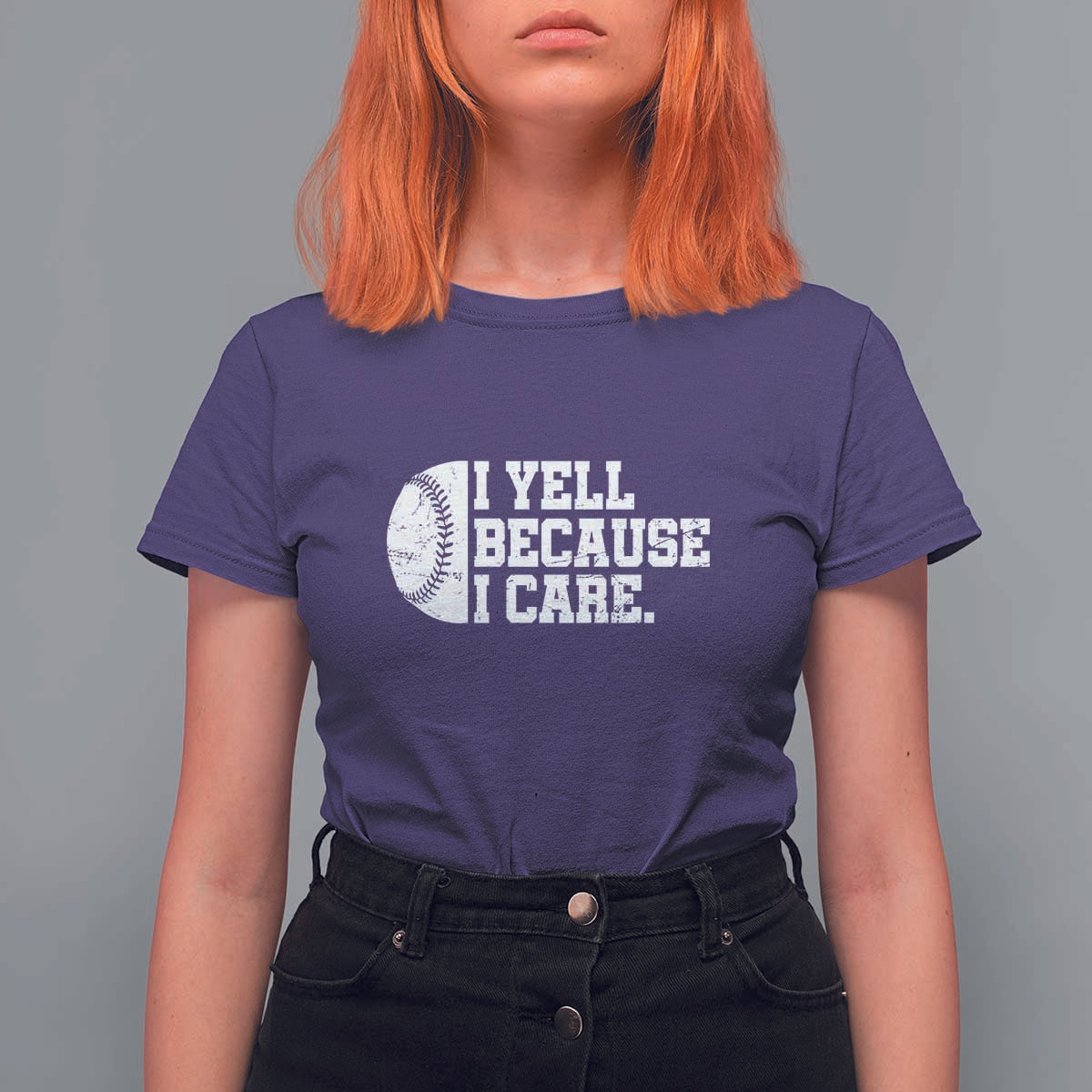Funny Baseball T Shirt For Women I Yell Because I Care Coach - Wonder Print Shop