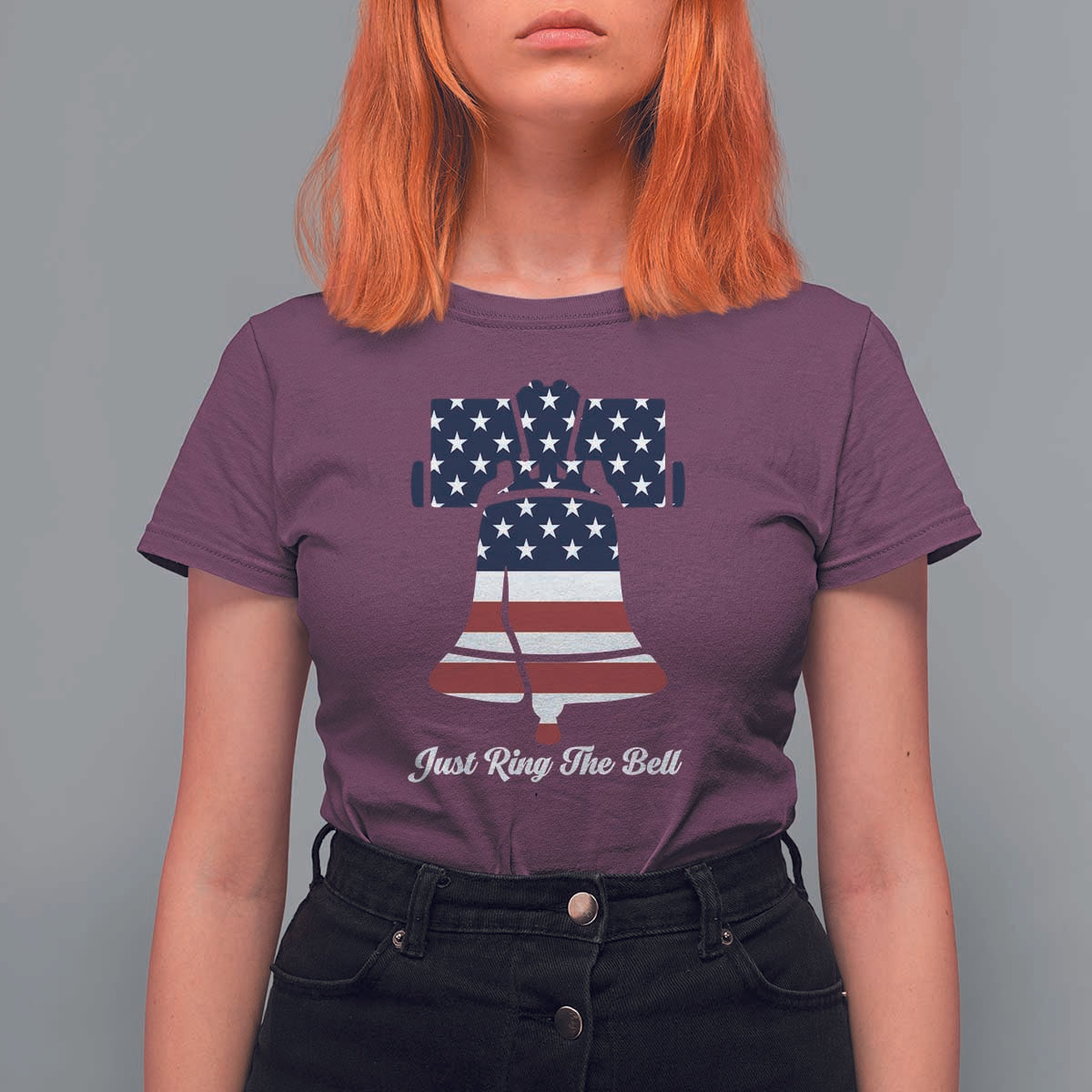 Vintage Liberty Bell T Shirt For Women Just Ring The Bell USA Flag - Wonder Print Shop